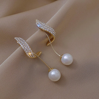 2026 Trend Simulation Pearl Long Earrings Female Moon Star Flower Rhinestone Wedding Pendant Earrings Fashion Korean Jewelry Earrings