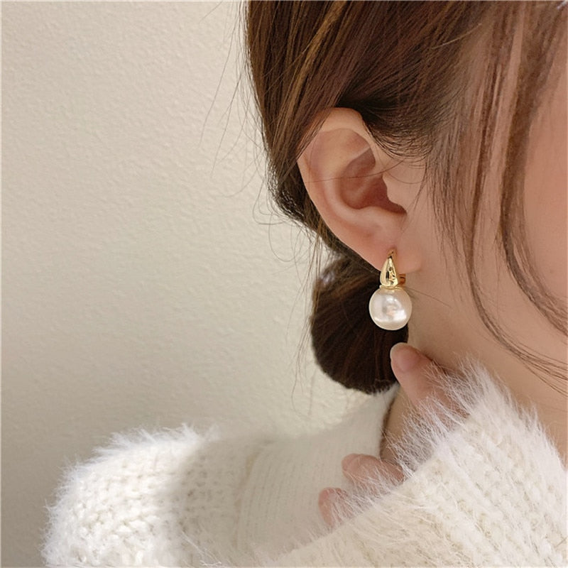 2026 Statement Minimalist Gold Silver Color Mixed Solid Heart Pendant Hoop Earrings Street Style Korean Fashion Jewelry