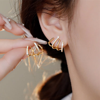 2026 Vintage Metallic Gold Color Multiple Small Round Stud Earrings Women Korean Jewelry Fashion Wedding Party Earrings Jewelry Gifts