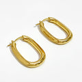 2026 Box O Shape Bright Matte Solid Gold Color Hoop Earrings Thick Oval Geometric Earrings Minimalist Earrings Stars Design