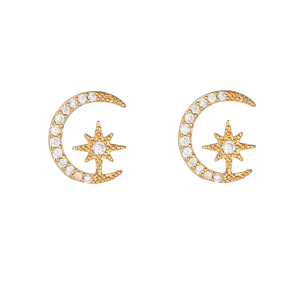 2026 New Design Stainless Steel Cubic Zirconia Chain Hoop Earring For Women Star Moon Pendant Cartilage Earring Piercing Jewelry