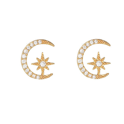 2026 New Design Stainless Steel Cubic Zirconia Chain Hoop Earring For Women Star Moon Pendant Cartilage Earring Piercing Jewelry